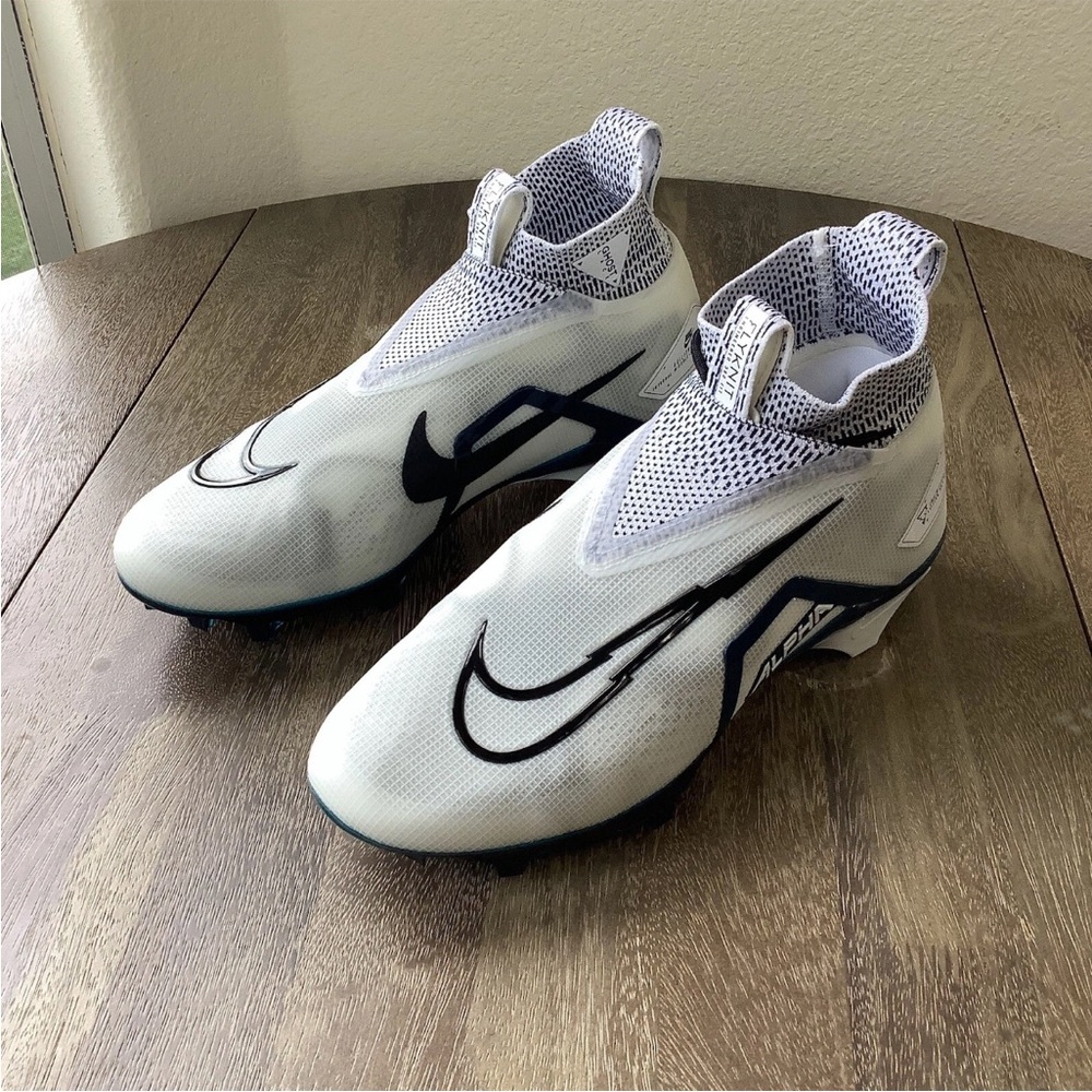 Men’s Nike Alpha Menace Elite 3 White/Navy Blue/ Black Football Cleats Sz 9 - Picture 3 of 8